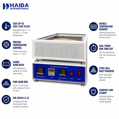 HAIDA 신발 단열 시험기 전체 신발 열 단열 시험기 ISO 20344 5.12 신발 시험 장비