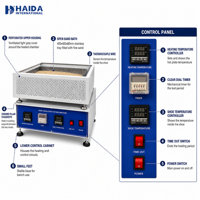 HAIDA 신발 단열 시험기 전체 신발 열 단열 시험기 ISO 20344 5.12 신발 시험 장비