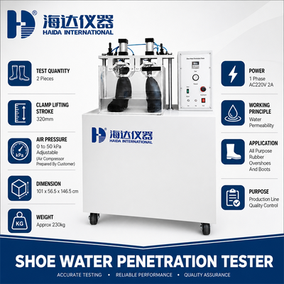 HAIDA Shoe Water Penetration Tester Rubber Overshoe Boots Water Permeability Testing Machine for Footwear Test Equipment